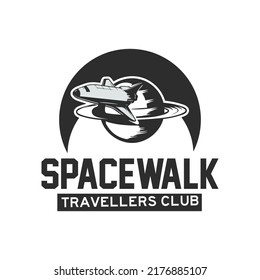 Retro vintage space astronaut logo badge design