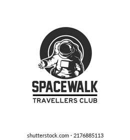 Retro vintage space astronaut logo badge design