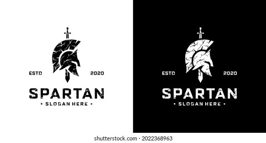 Retro vintage spartan warrior logo design template