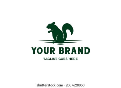 Retro Vintage Squirrel Silhouette Logo Design Vector