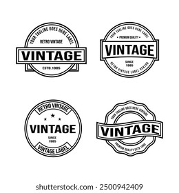 Retro Vintage Stamp Label Logo Design Set, Vintage frame logo. Antique label.