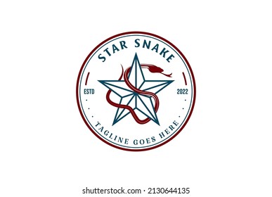 Retro Vintage Star Snake Badge Emblem Label Logo Design Vector