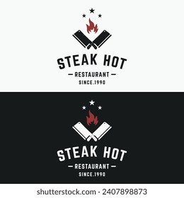Retro vintage steak house logo. Logo for business, restaurant, label, badge. With quality meat.