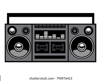 Retro vintage stereo illustration on white background. Vector illustration.