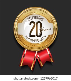 Retro vintage style anniversary golden badge 