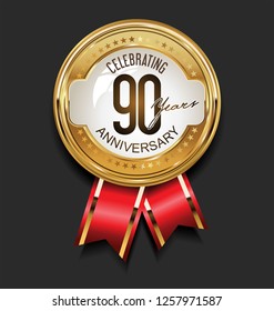 Retro vintage style anniversary golden badge