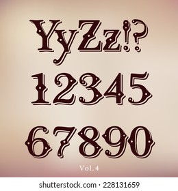 Retro Vintage Style Brown Chocolate Font. Set Vol.4