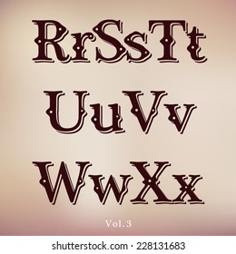 Retro Vintage Style Brown Chocolate Font. Set Vol.3