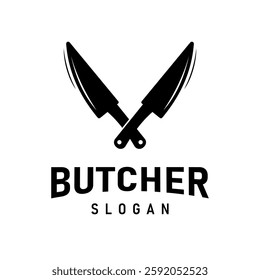 Retro Vintage Style Butcher Knife Silhouette Illustration suitable for Chef, Restaurant or Culinary Business Logo design.