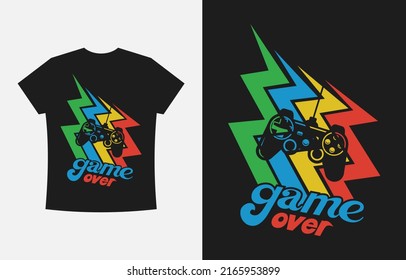 Retro Vintage Style Colorful Gaming typography bulk custom graphic t-shirt design vector illustration template