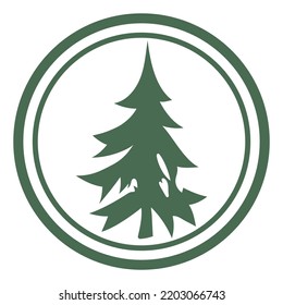 Retro vintage style icon with a spruce, isolated on white, vector illustration