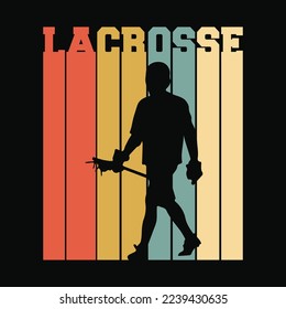 Retro Vintage Style Lacrosse Sports Player