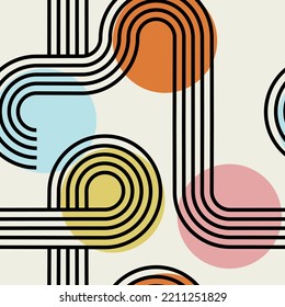 Retro vintage style stripes background poster lines. shapes vector design graphic 1970s retro background