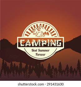 Retro vintage style symbol for  Mountain feeling. Vector background. Camping Icon.