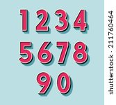 retro vintage style vector relieved numbers with shadow and stroke