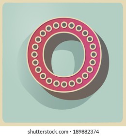 retro vintage style vector relieved alphabet with shadow and stroke