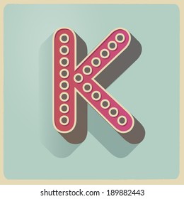 retro vintage style vector relieved alphabet with shadow and stroke