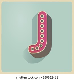 retro vintage style vector relieved alphabet with shadow and stroke