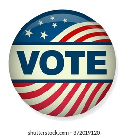 Retro Or Vintage Style Vote Or Voting Campaign Election Pin Button Or Badge.  Use This Pin On Infographics, Blog Headers, Flyers, Or Web Pages.  Or Print It Out And Create A Real Pin Or Badge!