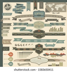 Retro vintage style website and infographic elements 