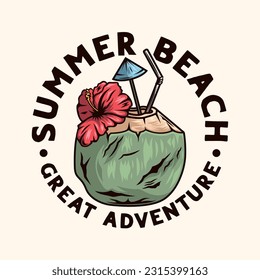 retro vintage summer beach coconut design