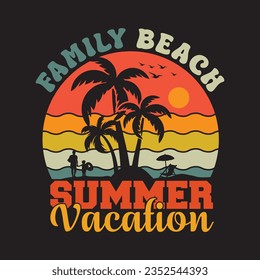 Retro Vintage Summer Beach T-Shirt Design.