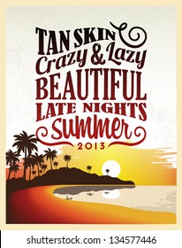 Retro Vintage Summer Poster Design With Typography