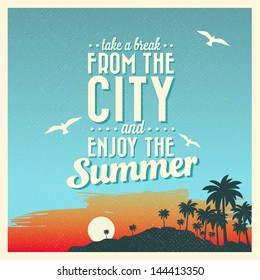 Retro Vintage Summer Poster Design with Typography 