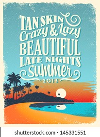 Retro Vintage Summer Poster Design With Typography 