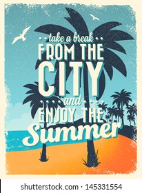 Retro Vintage Summer Poster Design with Typography 