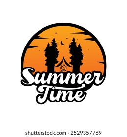 Retro Vintage Summer Time Badge Design. Summer Time Adventure Retro T-shirt Design. 