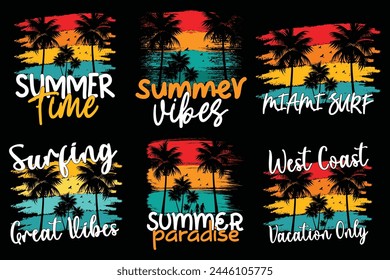 Retro Vintage summer T-shirt Design, summer beach vacation t shirts, summer surfing t-shirt vector design