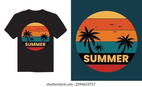 Retro Vintage Summer T-shirt Design, Summer T-shirt Collection.