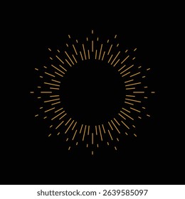 Retro Vintage Sunburst with Glowing Light Rays on Black Background. Vector Illustration.