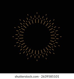 Retro Vintage Sunburst with Glowing Light Rays on Black Background. Vector Illustration.