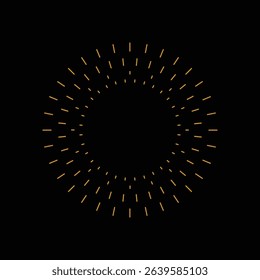 Retro Vintage Sunburst with Glowing Light Rays on Black Background. Vector Illustration.