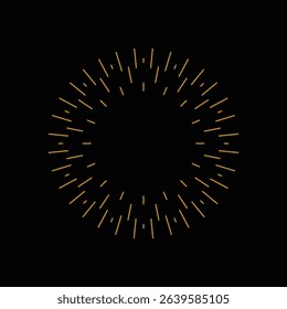 Retro Vintage Sunburst with Glowing Light Rays on Black Background. Vector Illustration.