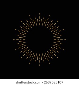 Retro Vintage Sunburst with Glowing Light Rays on Black Background. Vector Illustration.