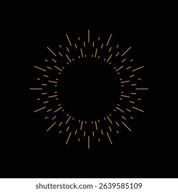 Retro Vintage Sunburst with Glowing Light Rays on Black Background. Vector Illustration.
