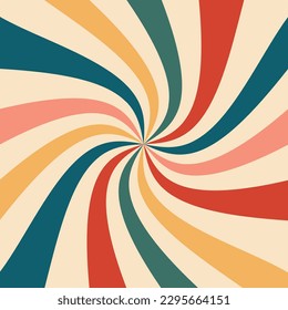 retro vintage sunburst twisted pattern multicolor background