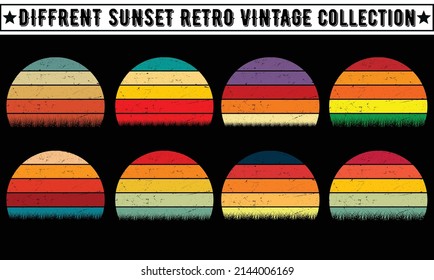 Retro Vintage Sunset Background Clipart Vector illustration, sunset striped clipart 