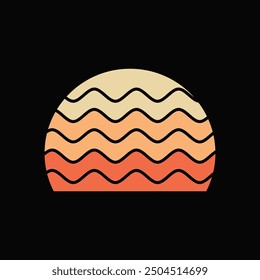 Retro Vintage Sunset Background Clipart Vector Illustration, sunset grass vintage striped clipart, Sun 80s in retro style. Retro sunset collection, sunset vintage retro background design,