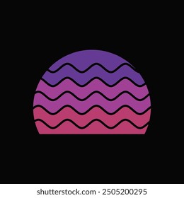 Retro Vintage Sunset Background Clipart Vector Illustration, sunset grass vintage striped clipart, Sun 80s in retro style, Retro sunset collection, sunset vintage retro background design,