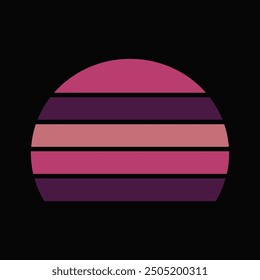 Retro Vintage Sunset Background Clipart Vector Illustration, sunset grass vintage striped clipart, Sun 80s in retro style, Retro sunset collection, sunset vintage retro background design,