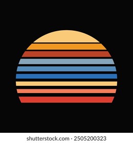 Retro Vintage Sunset Background Clipart Vector Illustration, sunset grass vintage striped clipart, Sun 80s in retro style, Retro sunset collection, sunset vintage retro background design,