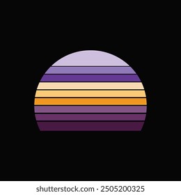 Retro Vintage Sunset Background Clipart Vector Illustration, sunset grass vintage striped clipart, Sun 80s in retro style, Retro sunset collection, sunset vintage retro background design,