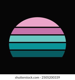 Retro Vintage Sunset Background Clipart Vector Illustration, sunset grass vintage striped clipart, Sun 80s in retro style, Retro sunset collection, sunset vintage retro background design,