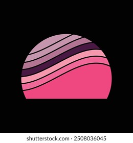 Retro Vintage Sunset Background Clipart Vector Illustration, sunset grass vintage striped clipart, Sun 80s in retro style, Retro sunset collection, vintage retro background design,