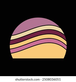 Retro Vintage Sunset Background Clipart Vector Illustration, sunset grass vintage striped clipart, Sun 80s in retro style, Retro sunset collection, vintage retro background design,