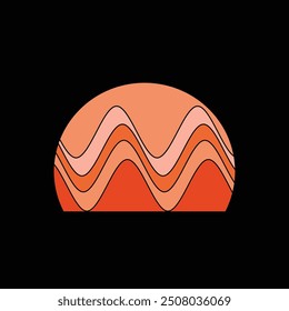 Retro Vintage Sunset Background Clipart Vector Illustration, sunset grass vintage striped clipart, Sun 80s in retro style, Retro sunset collection, vintage retro background design,